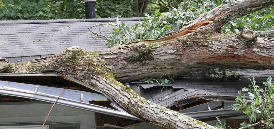 storm damage roof gutter